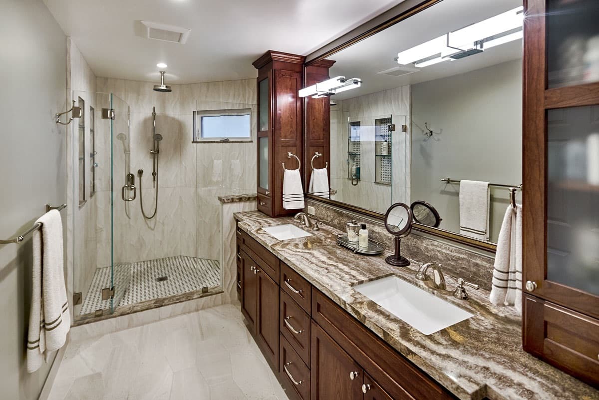 Bathroom Vanity Finished In A Dark Stain