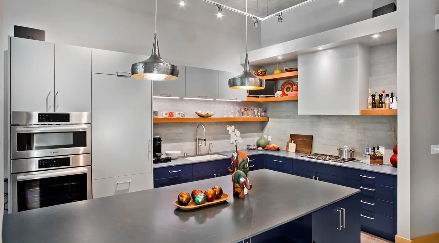 Blue Grey Contemporary Kitchen