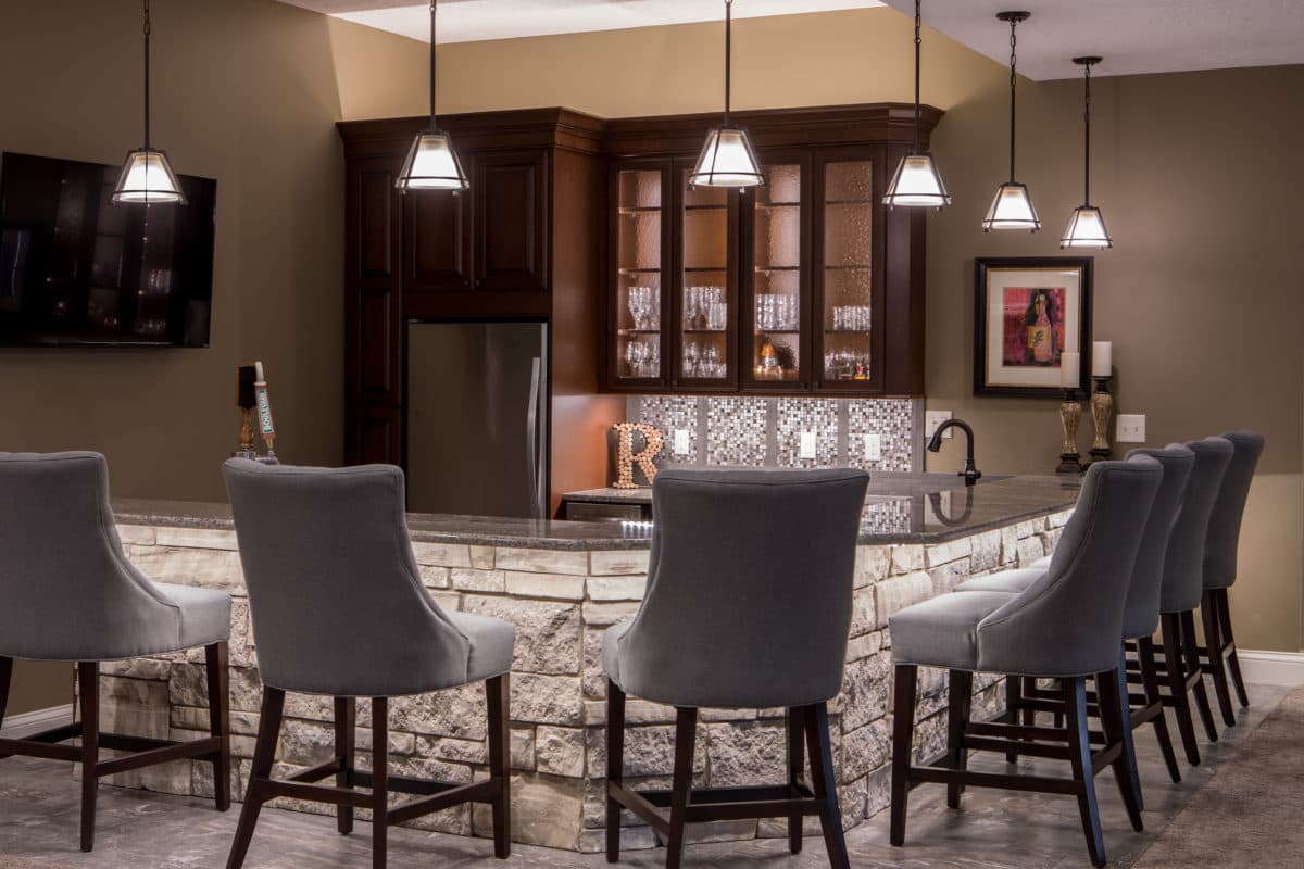 Cherry Bar Cabinets In A Mid Tone Finish