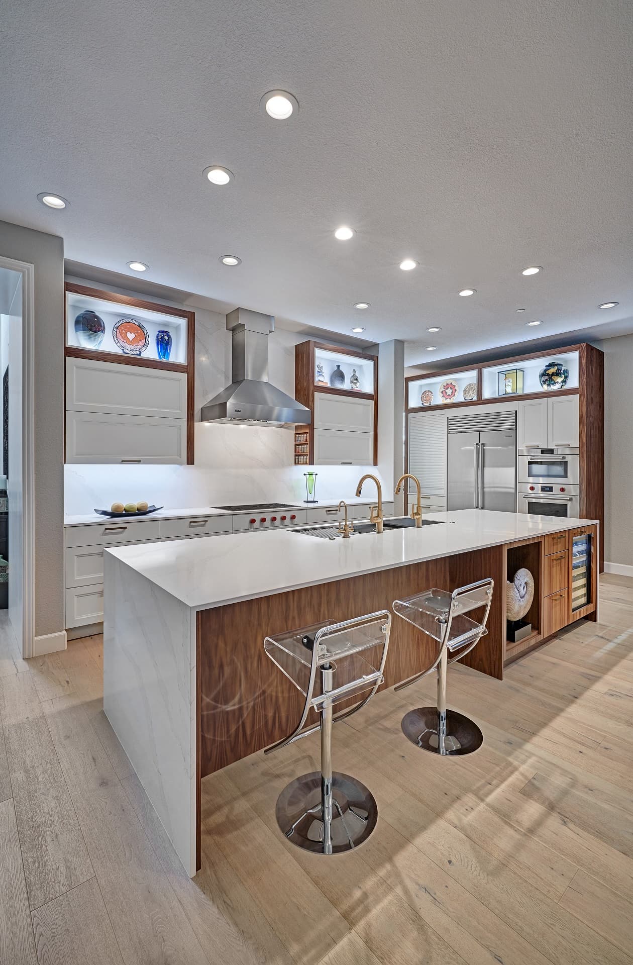 Eclectic Contemporary White & Walnut Kitchen
