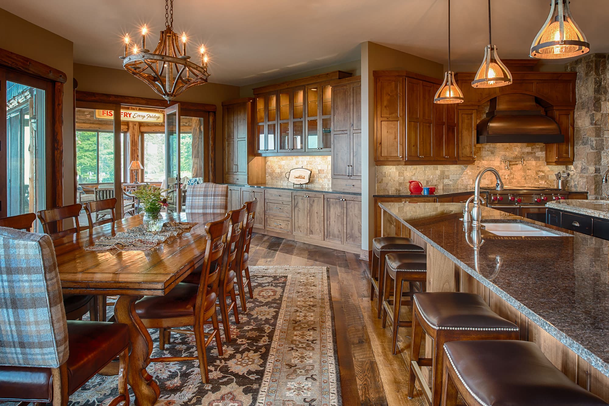 Rustic Kitchen With Painted Black Island
