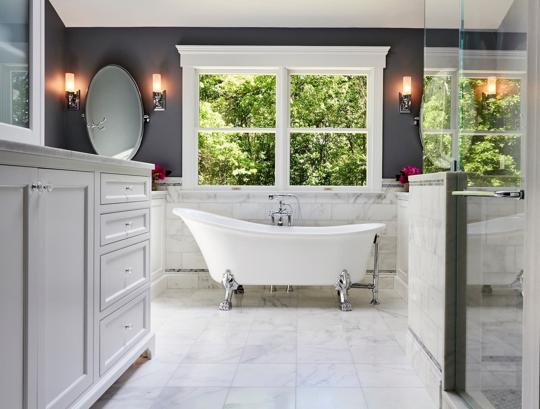 Spacious White Master Bathroom