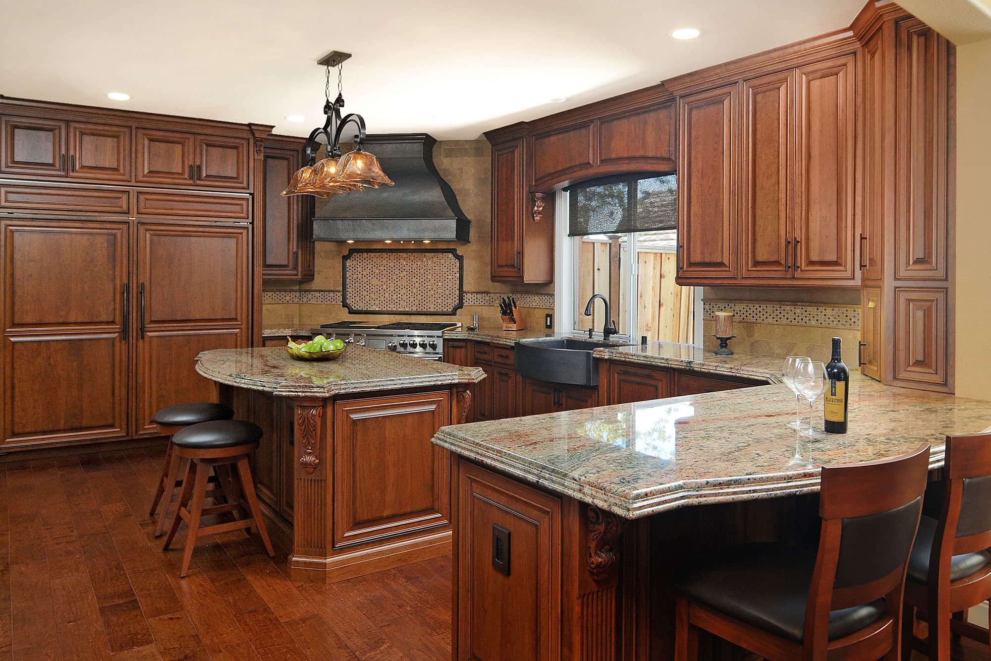 Traditional Cherry Kitchen With Rich Stain