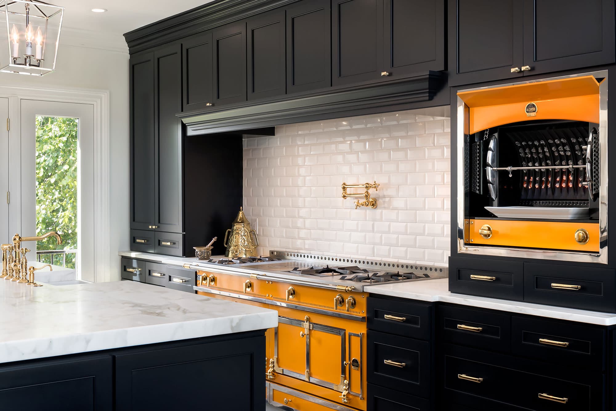 Transitional Dark Blue Painted Cabinets