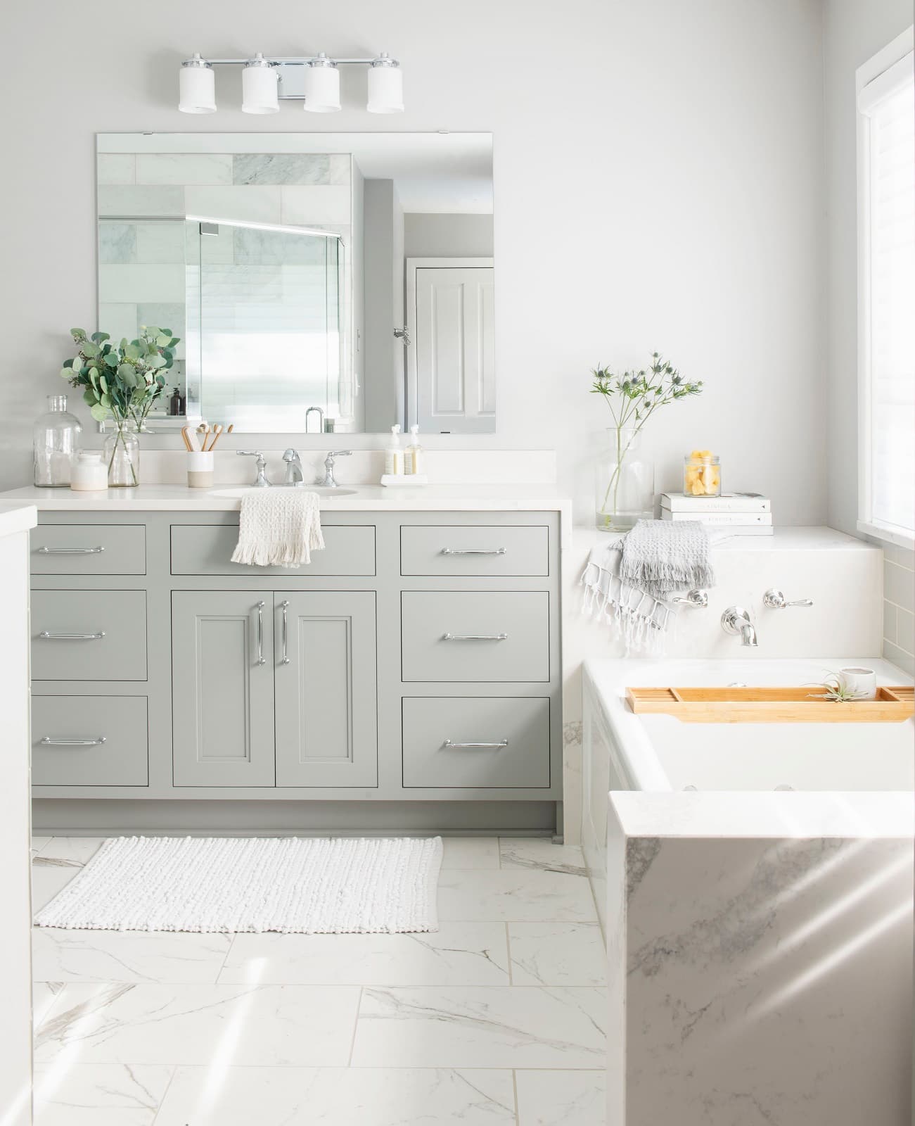 Transitional Gray Painted Spa Bathroom