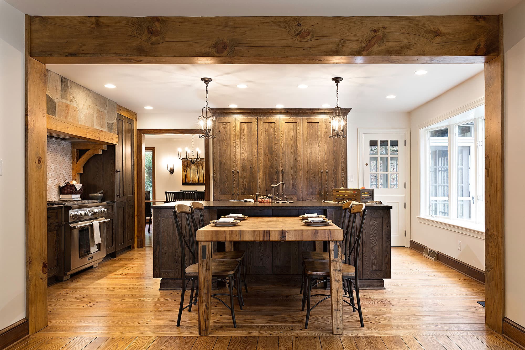 Transitional Rustic Oak Ranch Style Kitchen