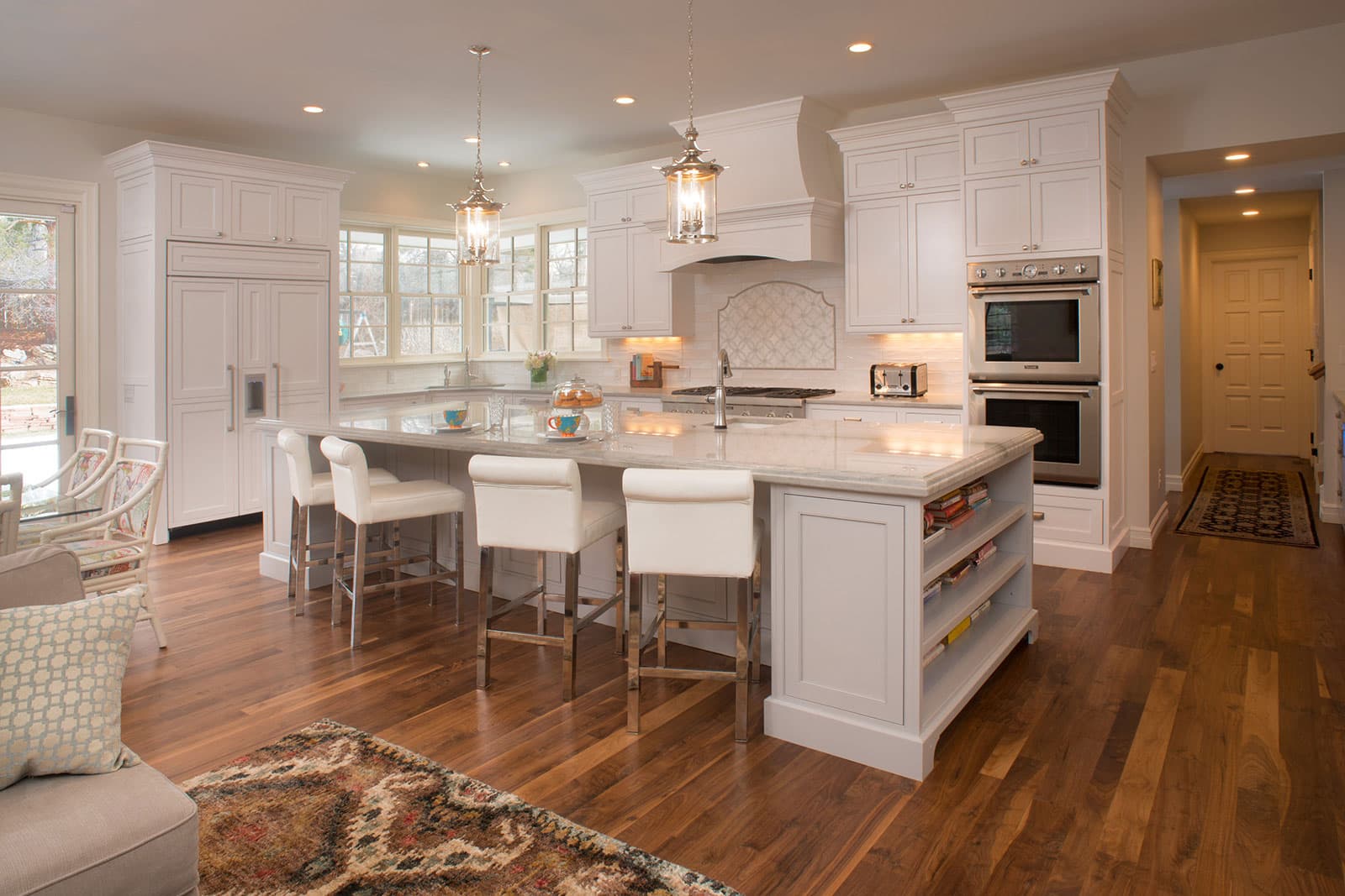 White Kitchen With Light Grey Island