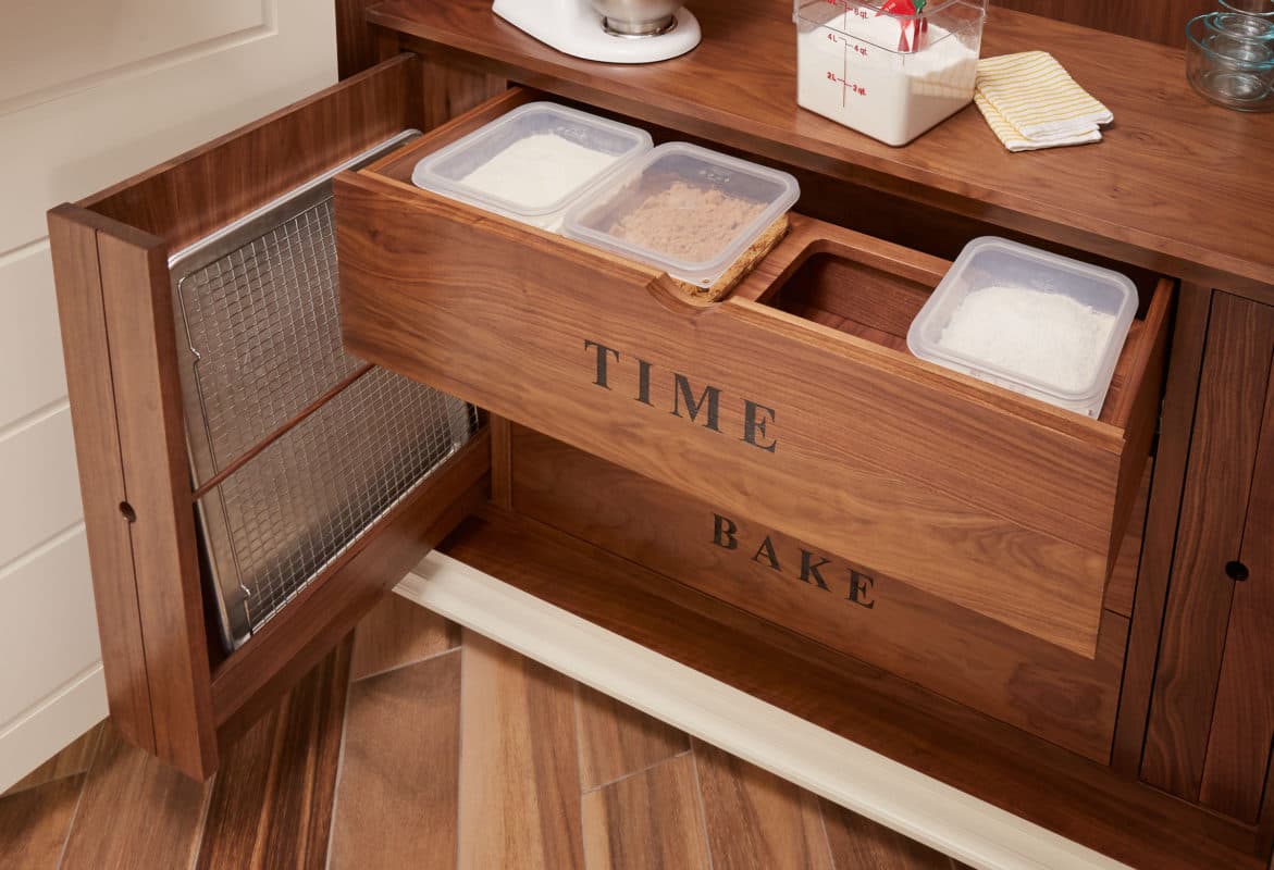 Custom Canister Drawer, Custom Baking Pan Storage cabinet storage solution
