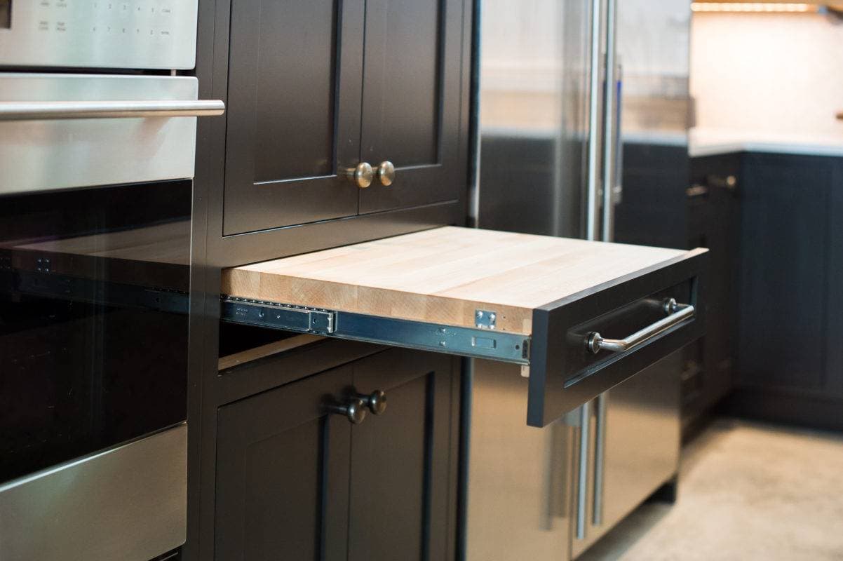 Custom Chopping Block cabinet storage solution